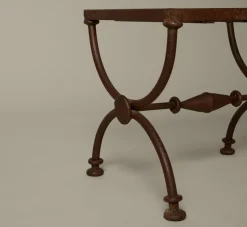 Pierce & Ward PAIR OF FRENCH OXIDIZED IRON SIDE TABLES WITH GLASS TOP | Furniture