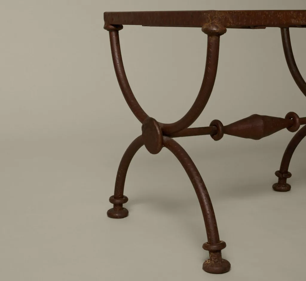 Pierce & Ward PAIR OF FRENCH OXIDIZED IRON SIDE TABLES WITH GLASS TOP | Furniture