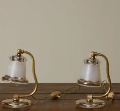 Pierce & Ward PAIR OF PETITE ITALIAN GLASS AND BRASS BELL LAMPS | Lighting