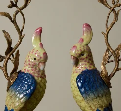Pierce & Ward PAIR OF REGENCY PORCELAIN COCKATOO CANDLESTICK HOLDERS | Candlesticks & Candles
