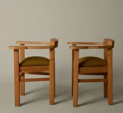 Pierce & Ward PAIR OF 1960S DANISH PRIMITIVE PINE ARMCHAIRS WITH LINEN SEATS | Furniture