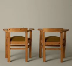 Pierce & Ward PAIR OF 1960S DANISH PRIMITIVE PINE ARMCHAIRS WITH LINEN SEATS | Furniture