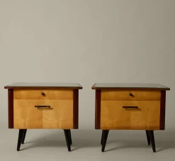 Pierce & Ward PAIR OF 1960S GERMAN BEECH & MAHOGANY NIGHTSTANDS | Furniture