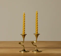 Pierce & Ward PAIR OF 1960S KURT JESCH FOR FRATELLI TONINI ITALIAN BRASS CANDLEHOLDERS | Candlesticks & Candles
