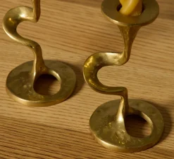 Pierce & Ward PAIR OF 1960S KURT JESCH FOR FRATELLI TONINI ITALIAN BRASS CANDLEHOLDERS | Candlesticks & Candles