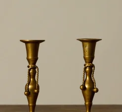 Pierce & Ward PAIR OF VINTAGE CANDLESTICK HOLDERS WITH BRASS ROPE | Candlesticks & Candles