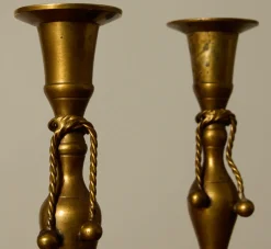 Pierce & Ward PAIR OF VINTAGE CANDLESTICK HOLDERS WITH BRASS ROPE | Candlesticks & Candles