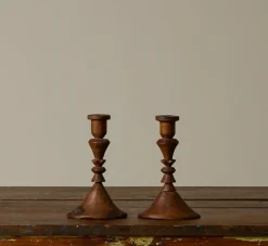Pierce & Ward PAIR OF WOODEN CANDLESTICK HOLDERS | Candlesticks & Candles | Gifts