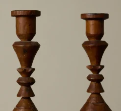 Pierce & Ward PAIR OF WOODEN CANDLESTICK HOLDERS | Candlesticks & Candles | Gifts