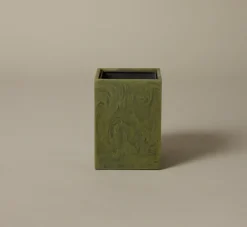 Pierce & Ward PALE JADE SWIRLED RESIN WASTEBASKET | Bed + Bath