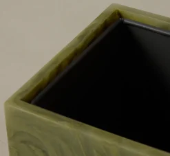 Pierce & Ward PALE JADE SWIRLED RESIN WASTEBASKET | Bed + Bath