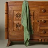 Pierce & Ward PICNIC STRIPE LINEN TEA TOWEL IN LEAF | Kitchen