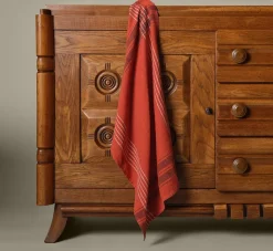Pierce & Ward PICNIC STRIPE LINEN TEA TOWEL IN CLAY | Kitchen