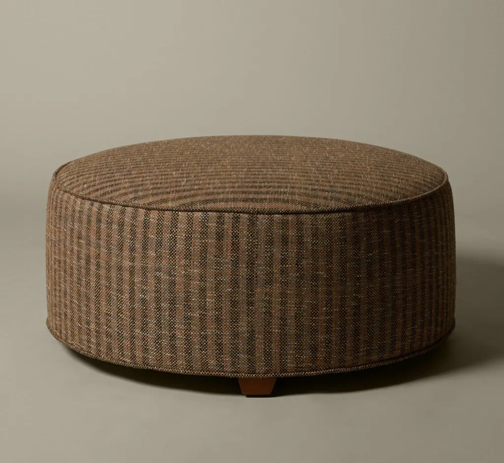Pierce & Ward CIRCLE OTTOMAN IN RAW SILK TWEED | Furniture | Pierce & Ward Collection