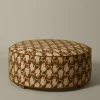 Pierce & Ward CIRCLE OTTOMAN IN VINTAGE TIGER BLOCK PRINT | Furniture | Pierce & Ward Collection