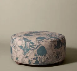 Pierce & Ward CIRCLE OTTOMAN IN PARASOL TOILE | Furniture | Pierce & Ward Collection