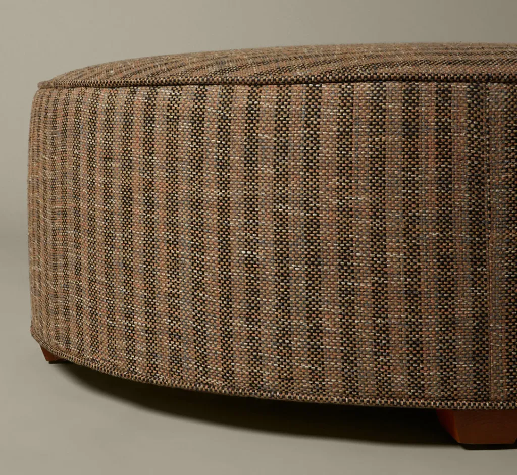 Pierce & Ward CIRCLE OTTOMAN IN RAW SILK TWEED | Furniture | Pierce & Ward Collection