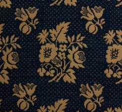 Pierce & Ward CIRCLE OTTOMAN IN ANTIQUE AMERICAN COVERLET | Furniture | Pierce & Ward Collection