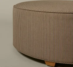 Pierce & Ward CIRCLE OTTOMAN IN ESSEX STRIPE | Furniture | Pierce & Ward Collection