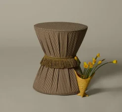 Pierce & Ward DRUM SIDE TABLE IN ESSEX STRIPE | Furniture | Pierce & Ward Collection