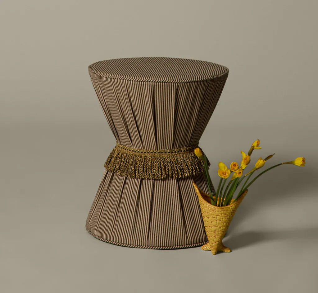 Pierce & Ward DRUM SIDE TABLE IN ESSEX STRIPE | Furniture | Pierce & Ward Collection
