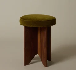 Pierce & Ward LLOYD SIDE STOOL IN OLIVE CHENILLE | Furniture | Pierce & Ward Collection