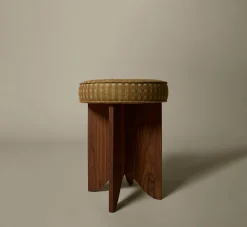 Pierce & Ward LLOYD SIDE STOOL IN RAW SILK CHECK | Furniture | Pierce & Ward Collection