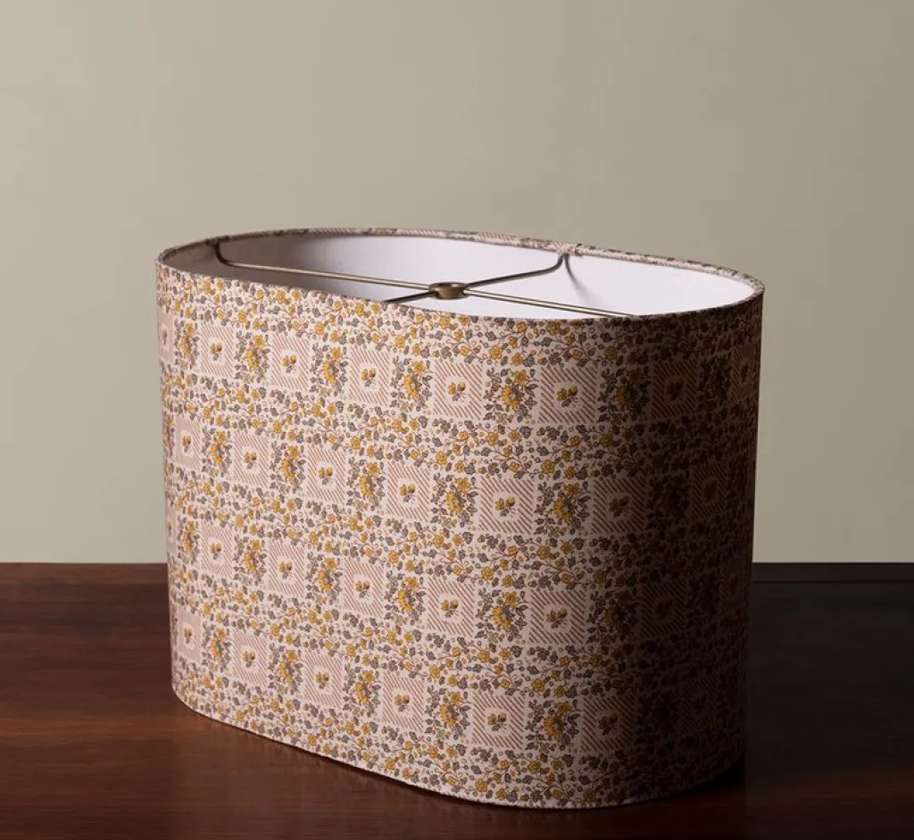 Pierce & Ward OVAL LAMPSHADE IN ENGLISH SCRAPBOOK COTTON | Lighting