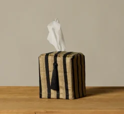 Pierce & Ward PARTY STRIPE RAW SILK TISSUE BOX COVER | Pierce & Ward Collection