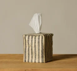 Pierce & Ward TUXEDO TISSUE BOX COVER IN RAW SILK | Pierce & Ward Collection