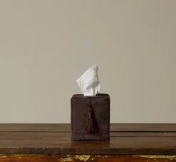 Pierce & Ward VILLAGE SCENE IN PLUM LINEN TISSUE BOX COVER | Pierce & Ward Collection