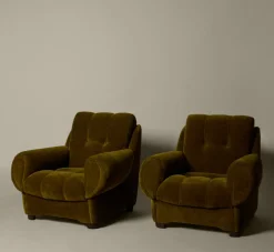 Pierce & Ward VITTI CHAIR IN OLIVE GREEN CHENILLE | Furniture | Pierce & Ward Collection