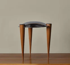 Pierce & Ward POST MODERN SWEDISH CHROME AND WOOD LAMP | Lighting