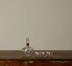 Pierce & Ward 1930S FRENCH GLASS DECANTER SET WITH PAINTED FLOWERS | Kitchen