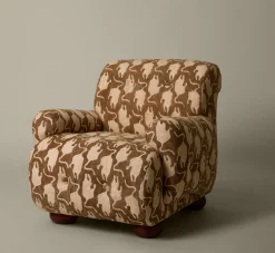 Pierce & Ward 1970S ITALIAN ARMCHAIR IN STONEWASHED VINTAGE TIGER BLOCK PRINT | Furniture