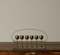 Pierce & Ward 1930S ITALIAN ART DECO BRASS AND GLASS GOBLET SET | Objets D'Art