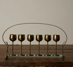 Pierce & Ward 1930S ITALIAN ART DECO BRASS AND GLASS GOBLET SET | Objets D'Art
