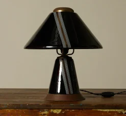 Pierce & Ward 1960S ITALIAN BLACK GLASS AND BRASS TABLE LAMP | Lighting