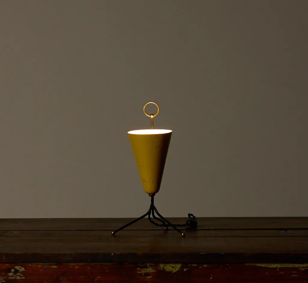 Pierce & Ward 1950S ITALIAN YELLOW CONICAL TRIPOD LAMP | Lighting