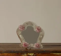 Pierce & Ward 1960S MURANO GLASS MIRROR WITH PINK FLOWERS I | Mirrors | Gifts
