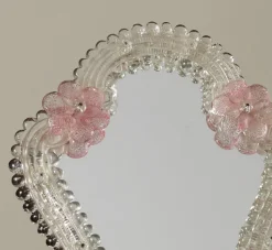 Pierce & Ward 1960S MURANO GLASS MIRROR WITH PINK FLOWERS II | Mirrors
