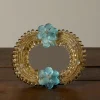 Pierce & Ward 1960S PETITE MURANO GLASS MIRROR WITH BLUE FLOWERS | Mirrors