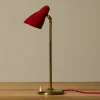 Pierce & Ward 1950S UPRIGHT ITALIAN BRASS AND RED ENAMEL TABLE LAMP | Lighting