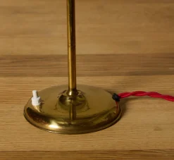 Pierce & Ward 1950S UPRIGHT ITALIAN BRASS AND RED ENAMEL TABLE LAMP | Lighting