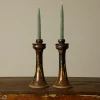 Pierce & Ward TALL VINTAGE EARTHENWARE FOLK ART CANDLESTICK HOLDERS | Ceramics | Candlesticks & Candles