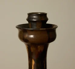 Pierce & Ward TALL VINTAGE EARTHENWARE FOLK ART CANDLESTICK HOLDERS | Ceramics | Candlesticks & Candles