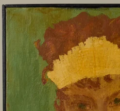 Pierce & Ward 20TH CENTURY FOLK ART PORTRAIT IN TEAL | Art